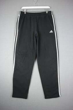Adidas Black 3-Stripes Fleece Track Sweatpants Straight Leg 32W